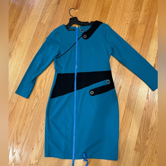 Knit color block dress, size M. Teal and black. - Picture 5 of 5